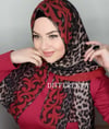 Sarmaşık Leopar Desenli Eşarp - Kırmızı