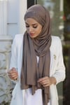 Sunny Taşlı Penye Şal-Koyu Vizon