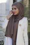 Sunny Taşlı Penye Şal-Koyu Vizon