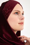 Üçgen Kadife Eşarp-Bordo