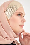 Üçgen Şifon Eşarp - Nude Gold