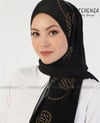 Zebra Topu Şifon Şal-Siyah Gold