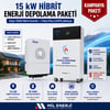 Deye 15 kW hibrit inverter ve 16 kWh Pylontech Fidus Plus LiFePO4 bataryadan oluşan enerji depolama paketi. Dahili yangın söndürme sistemine sahip, ev, villa ve ticari uygulamalar için güvenli hibrit güneş enerjisi çözümü.
