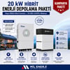 20 kW hibrit enerji depolama paketi, Deye 20 kW hibrit inverter, Pylontech Force H3 LiFePO₄ batarya sistemi, kablo seti ve 10 kWh toplam kapasiteye sahip enerji depolama çözümü. Güneş paneli dahil değildir.