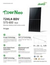 Jinko Tiger Neo 600W Çift Camlı güneş paneli – dayanıklı yapı ve uzun ömür.