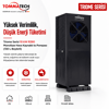 TommaTech Triome Serisi 10 kW R290 Monofaze Hava Kaynaklı Isı Pompası (130 L Boylerli) sol ön perspektif ürün görseli.