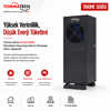 TommaTech Triome Serisi 10 kW R290 Monofaze Hava Kaynaklı Isı Pompası (130 L Boylerli) sağ ön perspektif ürün görseli.