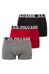 U.S. Polo Assn. Erkek Bordo - Siyah - Antrasit Melanj 3 lü Boxer  - US.01.80533 406