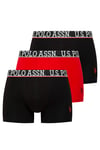 U.S. Polo Assn. Erkek Siyah - siyah - Kırmızı 3 lü Boxer  - US.01.80655.INT 613