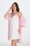 Ahu 2li Beyaz-Pembe Sabahlık Takımı Bigsize 6210