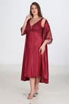 Ahu 2li Bordo Sabahlık Takımı Bigsize 6229
