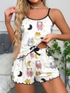 Arias Closet Beyaz Üstüne Desenli İnce Askılı Şortlu Pijama Takımı