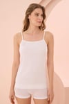 Aria's Closet İp Askılı Beyaz Ribana Atlet