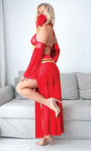 Aria's Closet Kırmızı Peçeli Seksi Dansöz Kostümü