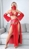Aria's Closet Kırmızı Peçeli Seksi Dansöz Kostümü