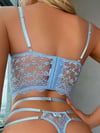 Arias Closet Mavi Dantelli Jartiyer Fantezi Seksi Büstiyer Takımı