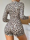 Arias Closet Pamuklu Leopar Desenli Düğmeli Uzun Kol Tulum Pijama