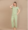 Arias Closet Pamuklu Şık Tasarım Dantel İşlemeli Yeşil Kısa Kol Pijama Takımı