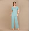 Arias Closet Pamuklu Şık Tasarım Dantel İşlemeli Mint Yeşil Kısa Kol Pijama Takımı