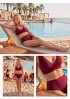Arias Closet Şık Tasarım Burgulu Hızlı Kuruyan Bordo Yüksek Bel Bikini Takımı