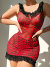 Aria's Closet Sırt Dekolteli Kırmızı Leoparlı Gecelik