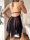 Arias Closet Siyah Kelebek İşlemeli Tül Fantezi Gecelik