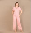 Arias Closet Viskon Şık Tasarım Dantel İşlemeli Açık Pembe Kısa Kol Pijama Takımı