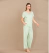Arias Closet Viskon Şık Tasarım Dantel İşlemeli Açık Yeşil Kısa Kol Pijama Takımı