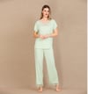 Arias Closet Viskon Şık Tasarım Dantel İşlemeli Açık Yeşil Kısa Kol Pijama Takımı
