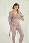 Dantelli Hamile Lohusa 3'lü Pijama Takımı