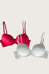 Kırmızı_Beyaz 2li Kadın Mikro Kumaş Push Up Dolgulu Micro Balenli Günlük Sütyen BR3012-DOLU-2Lİ