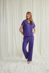 Kısa Kollu V Yakalı Dantelli Pijama Takımı