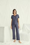 Kısa Kollu V Yakalı Dantelli Pijama Takımı