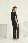 Kısa Kollu V Yakalı Dantelli Pijama Takımı