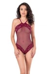 Primoda Bordo File-Tül Bodysuit Gecelik 8126