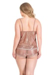 Primoda Büyük Beden Vizon Jakarlı Babydoll Şort Takımı 1051