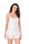 Primoda Ekru Saten Babydoll Şort Takımı 9126