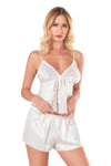 Primoda Ekru Saten Babydoll Şort Takımı 9122