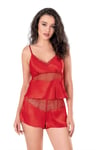 Primoda Kırmızı Saten Babydoll Şort Takımı 9115