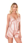Primoda Koyu Pudra Saten Babydoll Şort Takımı 9134
