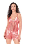 Primoda Mercan Saten Babydoll Şort Takımı 9122