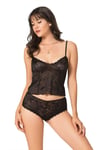 Primoda Siyah Jakarlı Babydoll Şort Takımı