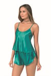 Primoda Zümrüt Saten Babydoll Şort Takımı