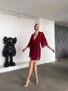 Şık Tasarım Bordo Dantel İşlemeli Body Suit ve Tül Gecelik Takımı