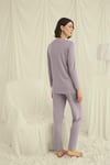 Uzun Kollu Boydan Düğmeli V Yaka Pijama Takımı