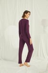 Yakası Omzu ve Paçası Dantelli Boydan Düğmeli Pijama Takımı