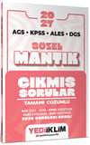 Yediiklim 2027 AGS KPSS ALES DGS Sözel Mantık Tamamı Çözümlü Çıkmış Sorular