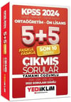 Yediiklim Yayınları 2024 KPSS Lise Ortaöğretim Ön Lisans 5+5 Son 10 Sınav Çıkmış Sorular
