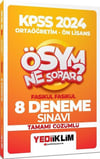 Yediiklim Yayınları 2024 KPSS Ortaöğretim Önlisans ÖSYM Ne Sorar Fasikül Tamamı Çözümlü 8 Deneme