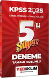 Yediiklim Yayınları 2025 KPSS Genel Yetenek Genel Kültür Tamamı Çözümlü Süper 5 li Deneme